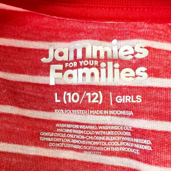 Jammies for your Families Girls Stripe Red & White Set of Pajamas Size L (10/12) - Picture 3 of 4